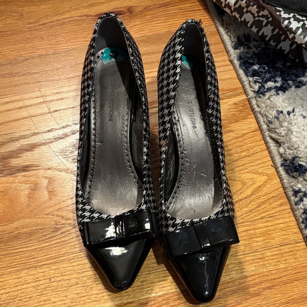 Adrienne Vittadini Black and White Houndstooth Heels